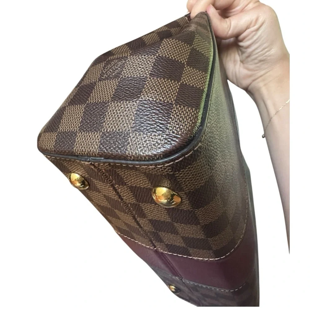 Damier Ebene Bond Street Burgundy Stripe Satchel Handbag Crossbody Strap